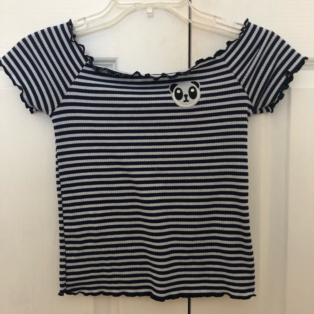 SOLD Papaya Off the shoulder striped crop top